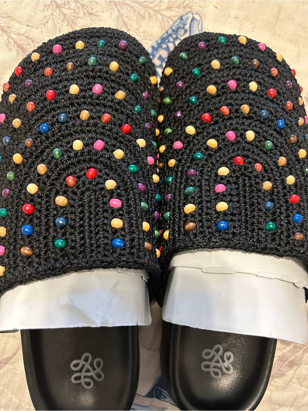 The Sak Black Knit Mules with Multicolor Bead Accents - Picture 2 of 5